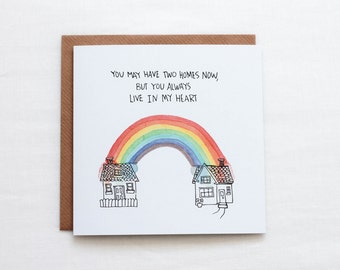 Two Homes, You Live In My Heart Greeting Card, Divorce card for kids, separated parents card, i love my kids card, Miss my kids, love always