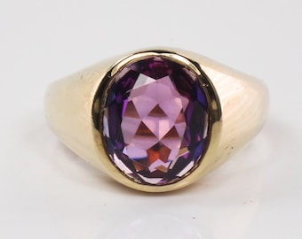 Vintage Solid 10k Gold Purple Sapphire Ring Unisex Gold Ring Size 9.75