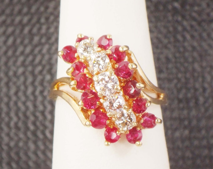 HOLD for E - Vintage 14k Gold Ruby and Diamond Ring: July Birthstone - Etsy