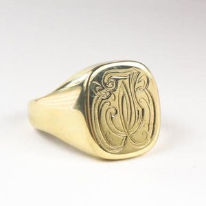 Vintage 14k Yellow Gold Signet Ring TW Engraved Monogram - Etsy