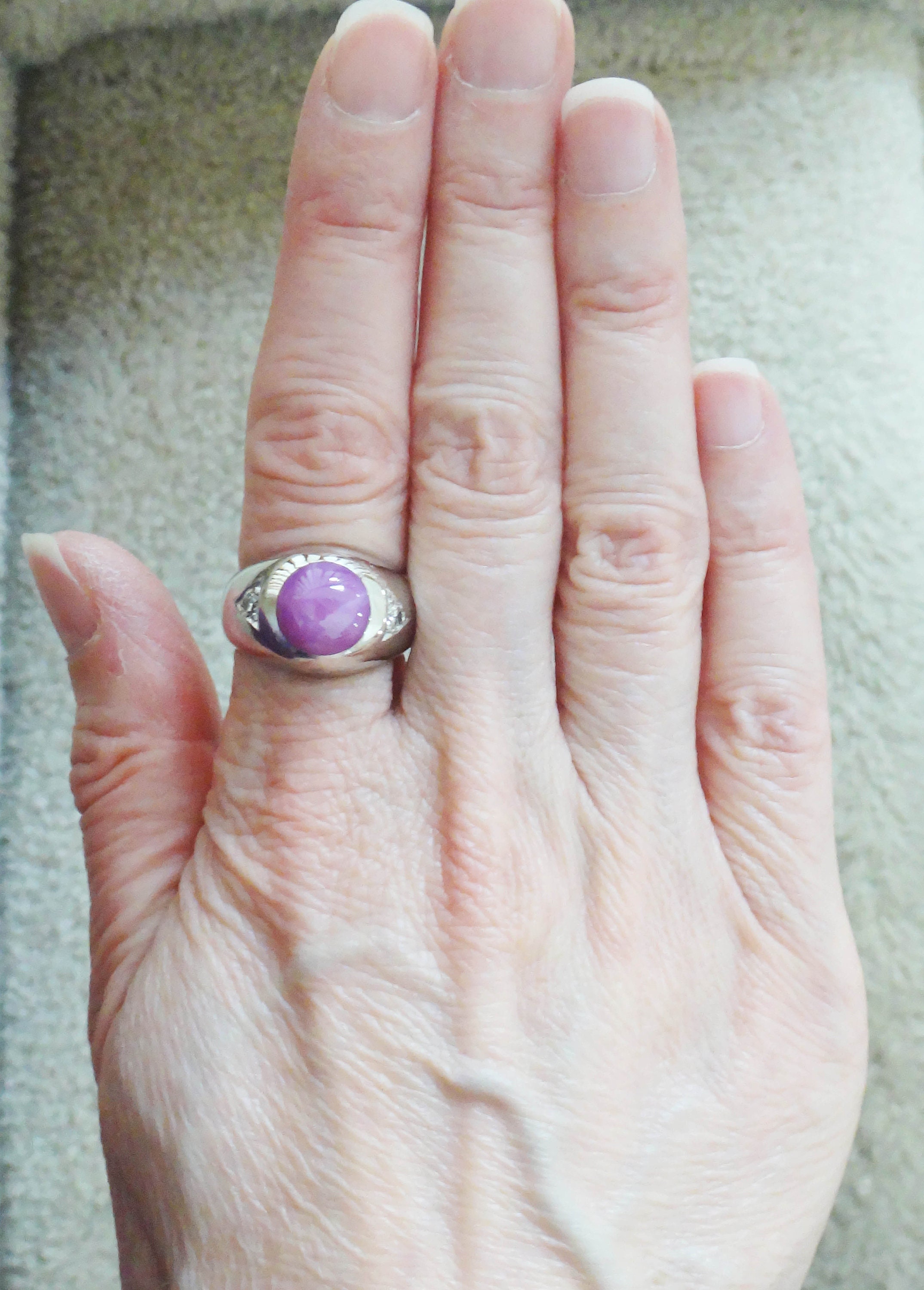 Vintage Star Ruby Ring 14k White Gold Men's Ring Star Ruby | Etsy