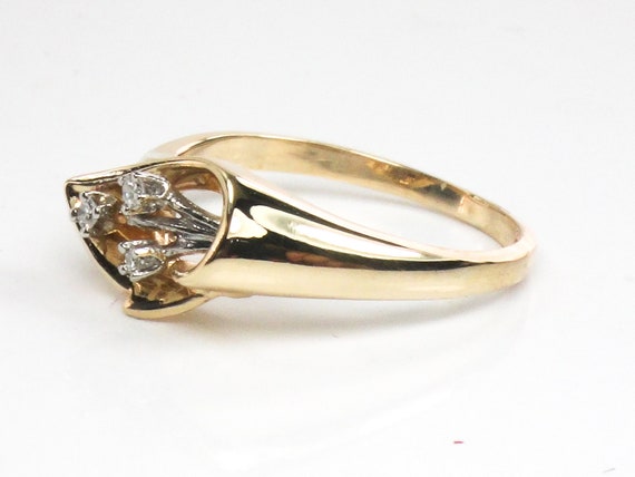 Dainty 10k Yellow Gold Diamond Ring Vintage Solid… - image 3
