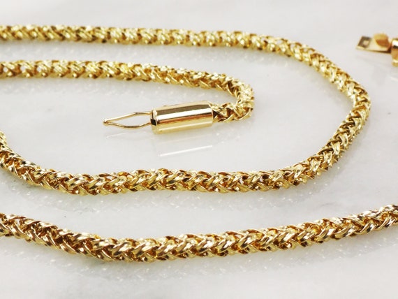 Vintage 14k Woven Gold Necklace Round Woven Chain… - image 2