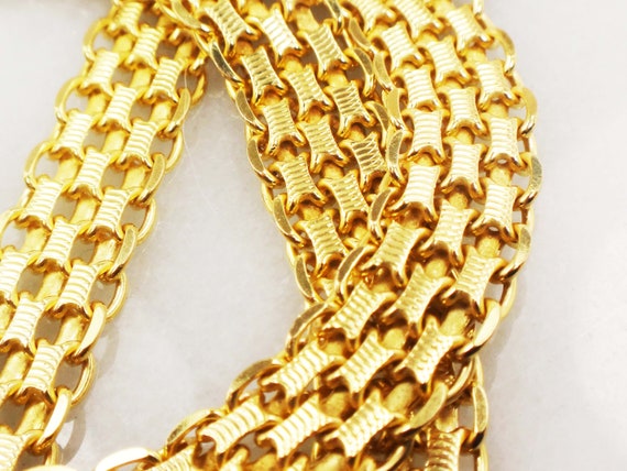 Vintage Solid 14k Yellow Gold Wide Bismarck Chain… - image 6