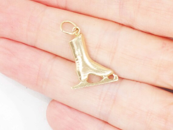 Vintage 14k Gold Ice Skate Charm Yellow Gold Ice S