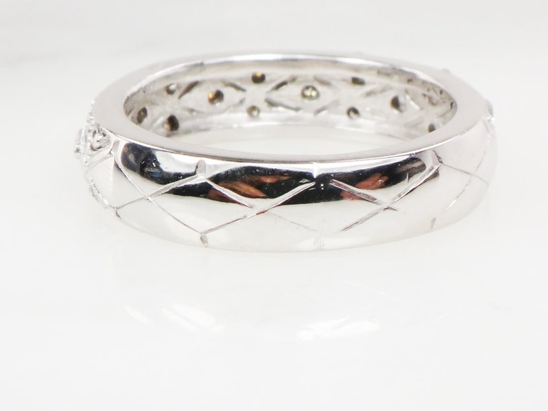 Vintage 14k White Gold Natural Diamond Wedding Band, Approx .35 CT TDW Size 6.25 image 5