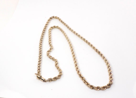Vintage 14k Yellow Gold Rope Chain Heavy Solid Go… - image 2