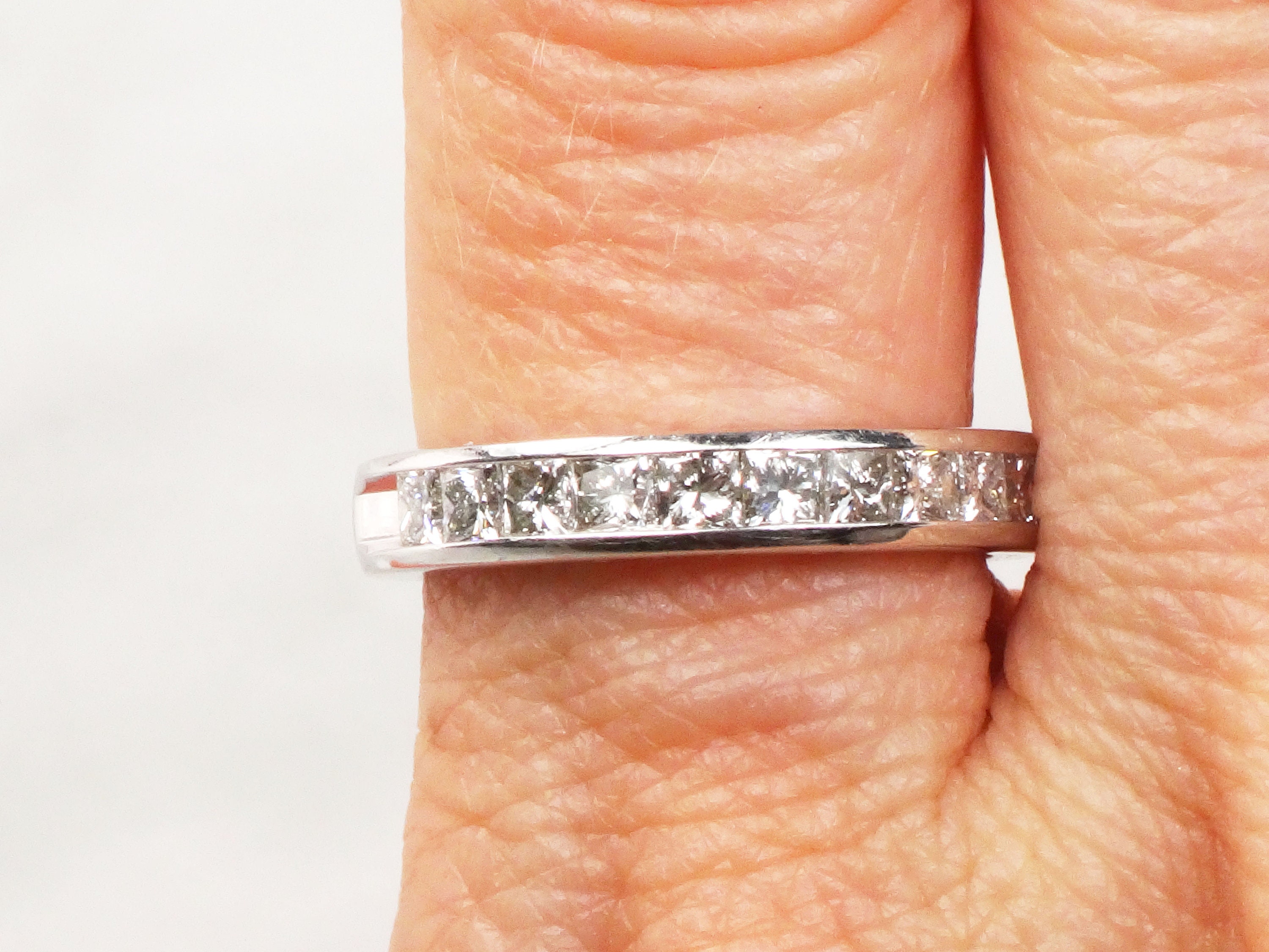 Vintage Princess Cut Diamond Wedding Band 14k White Gold - Etsy