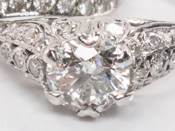 Vintage Platinum Natural Diamond Engagement Ring … - image 4