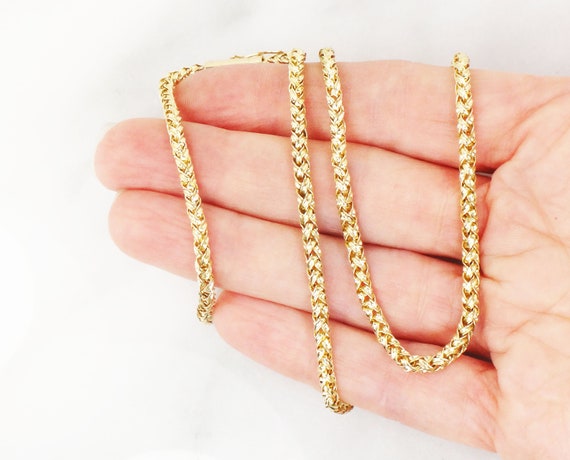 Vintage 14k Woven Gold Necklace Round Woven Chain… - image 9