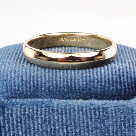 Vintage Artcarved 14k Yellow Gold Wedding Band Size 12, 4MM