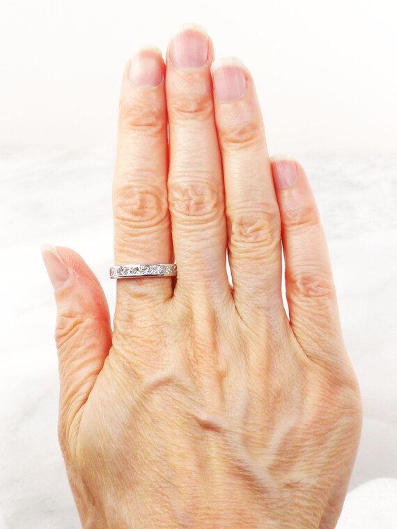Vintage Princess Cut Diamond Wedding Band 14k White Gold - Etsy