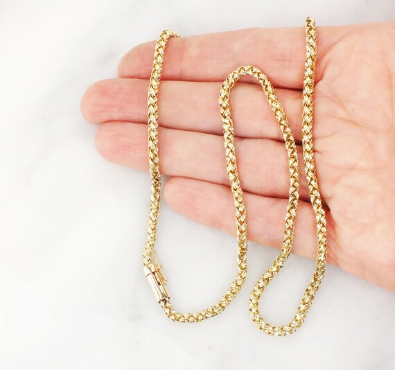 Vintage 14k Woven Gold Necklace Round Woven Chain… - image 8