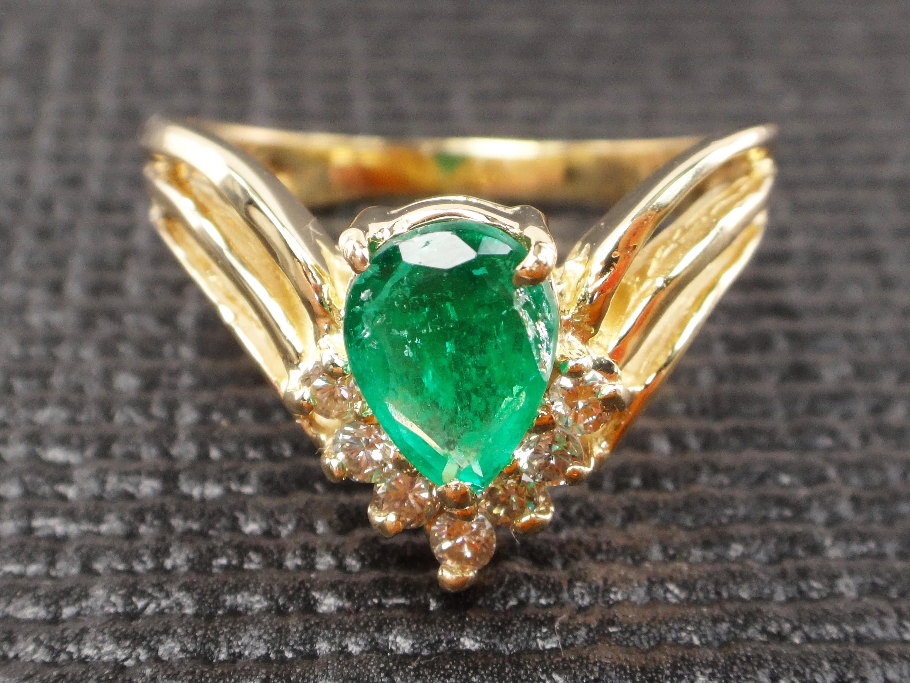 Vintage 14k Emerald and Diamond Ring 