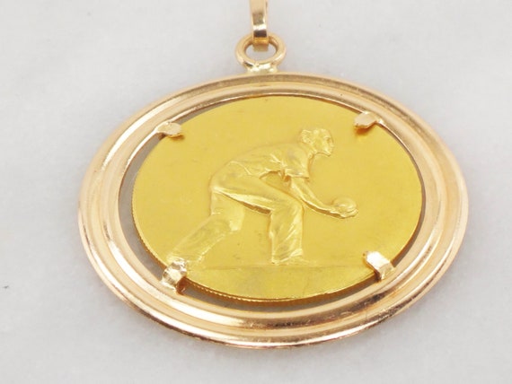 Vintage 18k Gold Bocce Charm Solid Gold Bocce Pla… - image 3