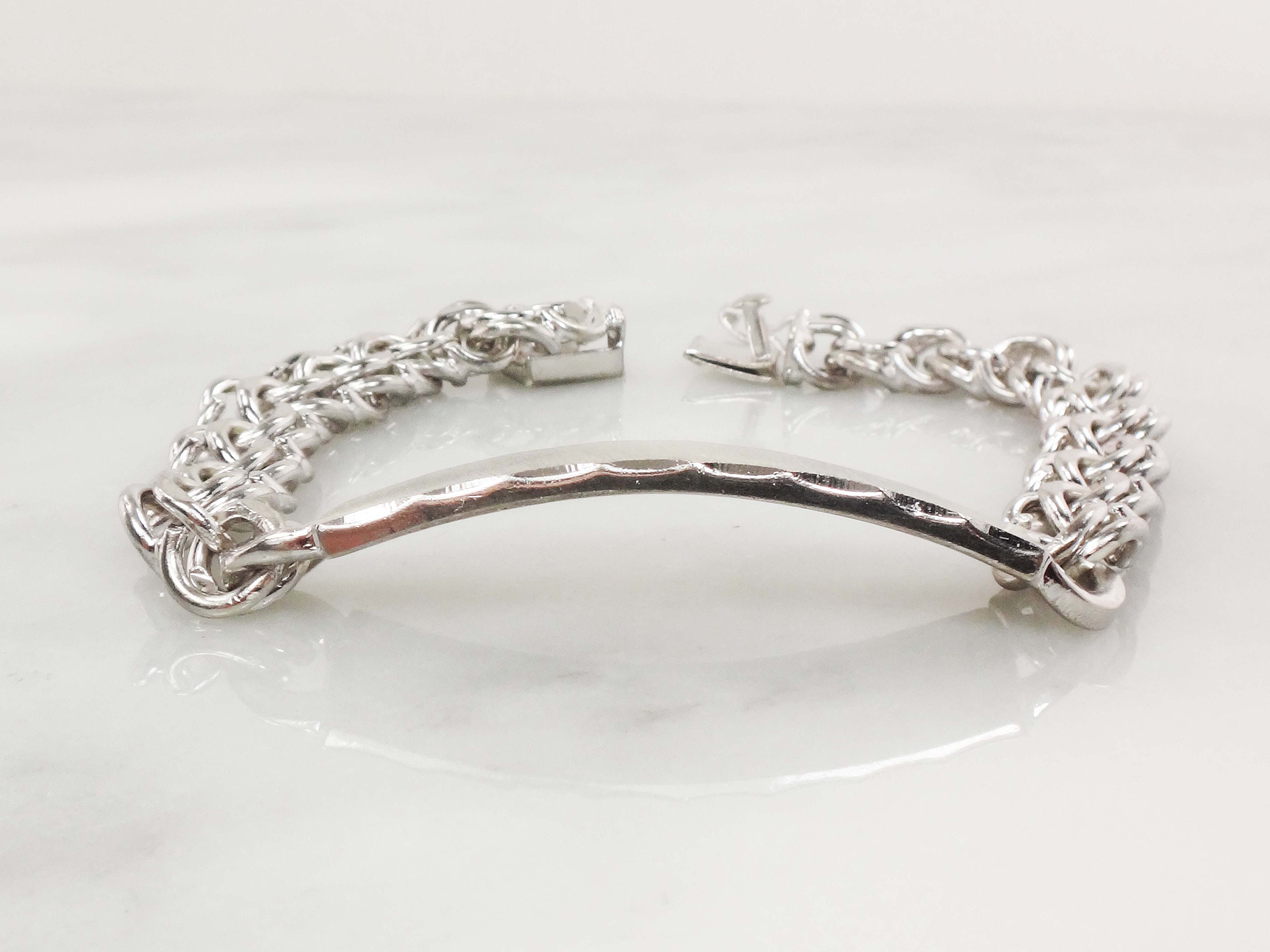 Vintage Sterling Silver ID Bracelet Monogram Name Bracelet 8 Vintage Sterling Silver ID Bracelet Monogram Name Bracelet 8