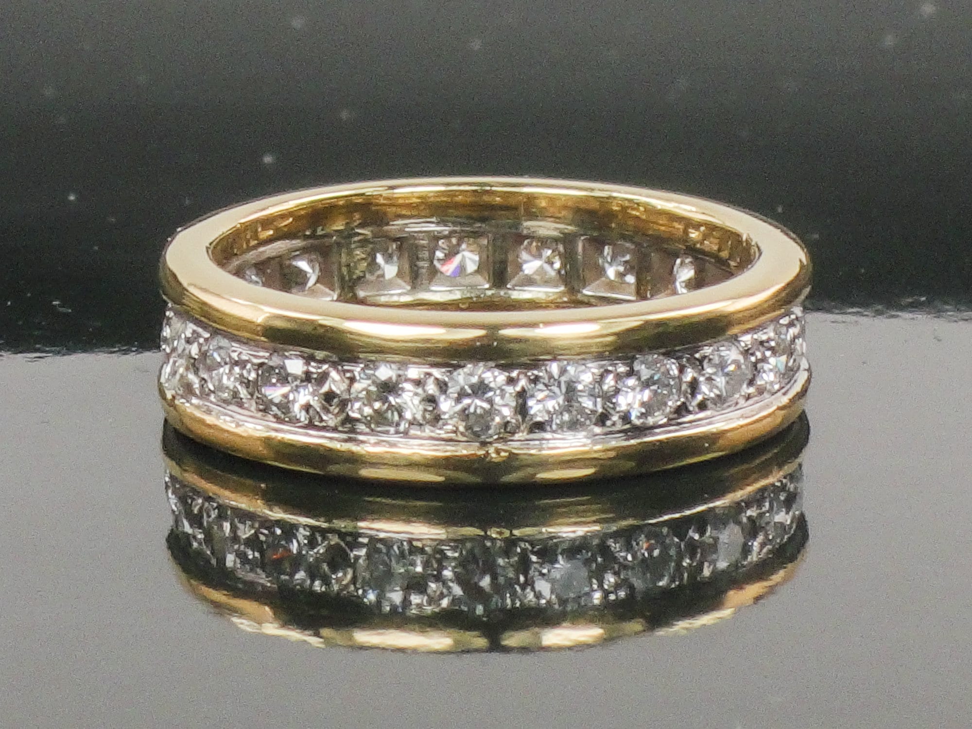 Vintage 18k Gold and Platinum Natural Diamond Eternity Ring Yellow Gold 1 Carat Round Diamond Wedding Band Size 5.75 Etsy