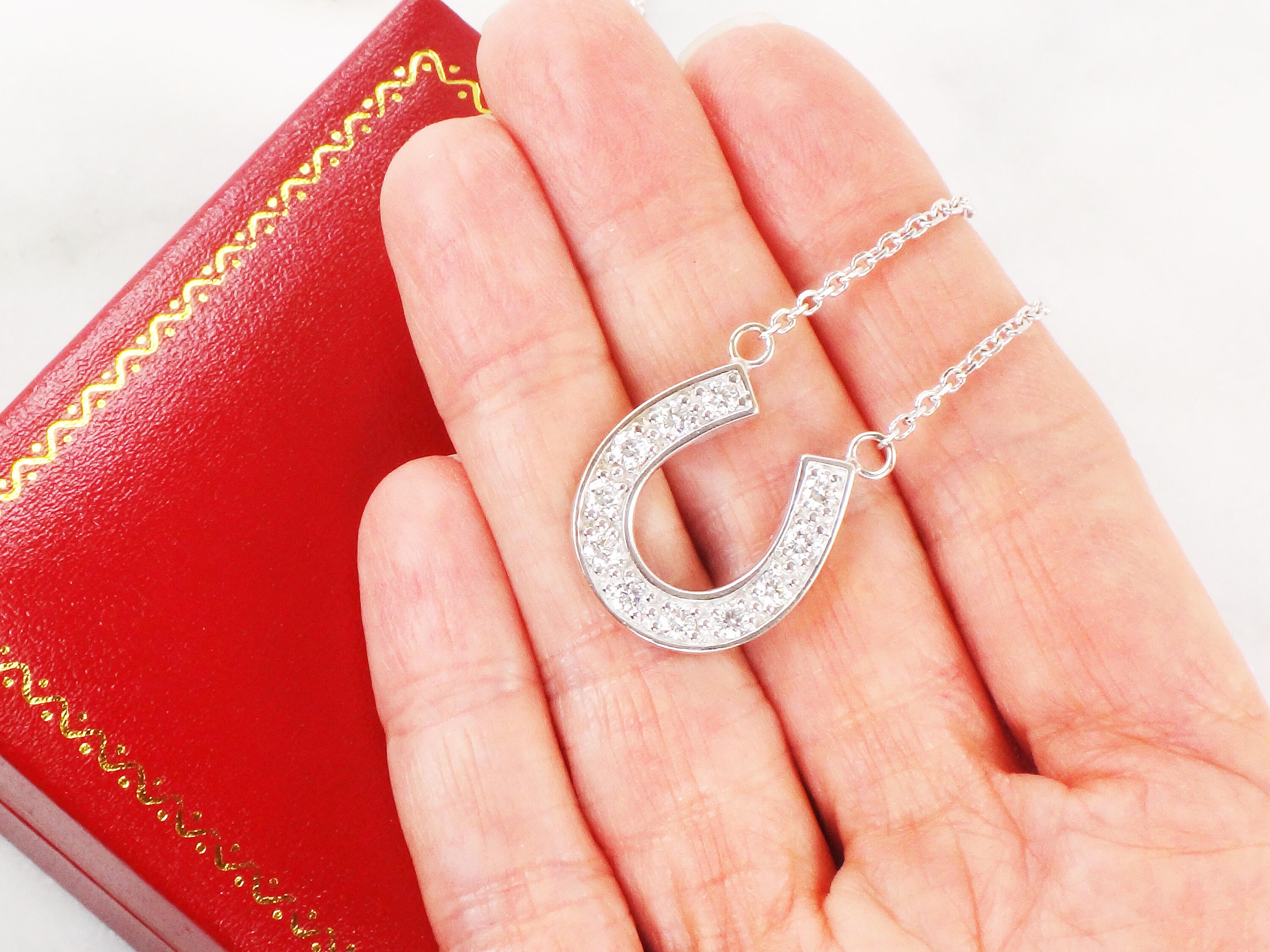 Vintage 14k Diamond Horseshoe Necklace Gold Good Luck Charm Etsy