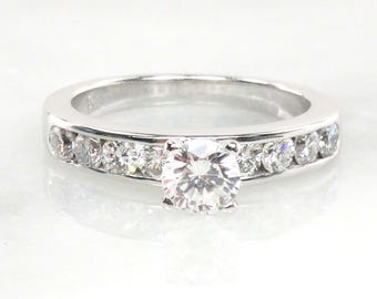 Vintage 14k White Gold Diamond Engagement Ring: .43 Carat GIA Certified