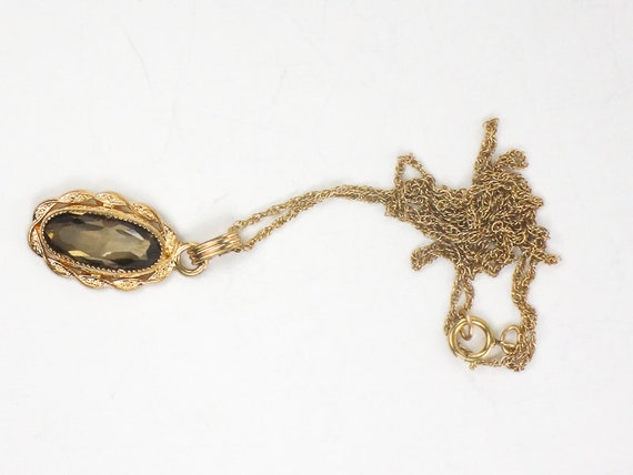 Vintage Gold Filled Smoky Quartz Necklace Brown O… - image 7