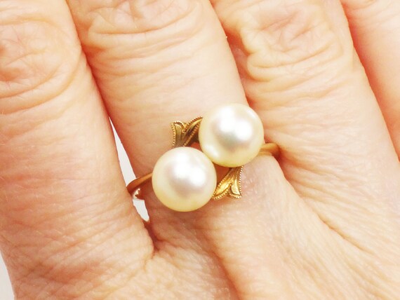 Vintage Mikimoto 14k Yellow Gold Pearl Ring 7.5 M… - image 7