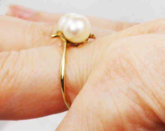 Vintage Mikimoto 14k Yellow Gold Pearl Ring 7.5 M… - image 9