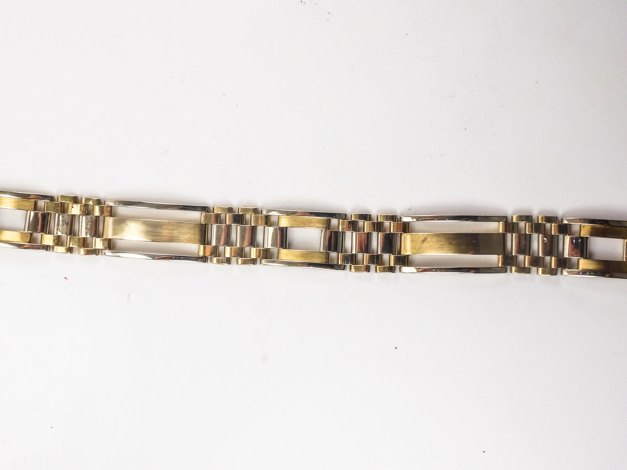 Vintage Solid 18ktwo-tone Gold Wide Link Bracelet, Large Vintage Solid 18ktwo-tone Gold Wide Link Bracelet, Large