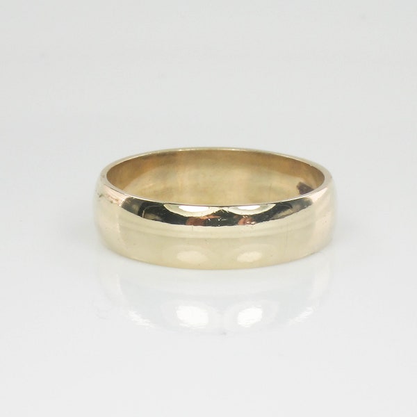 Vintage Wide 9k Yellow Gold Wedding Band with London Hallmarks - 5.5 MM Plain Gold Wedding Ring - Size 9.25