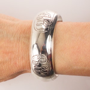 Vintage Sterling Silver Elephant Cuff Bracelet 925 Good Luck Bracelet