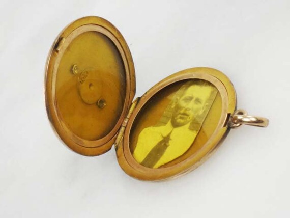 Vintage Masonic 10k Gold Locket Pendant Antique E… - image 9