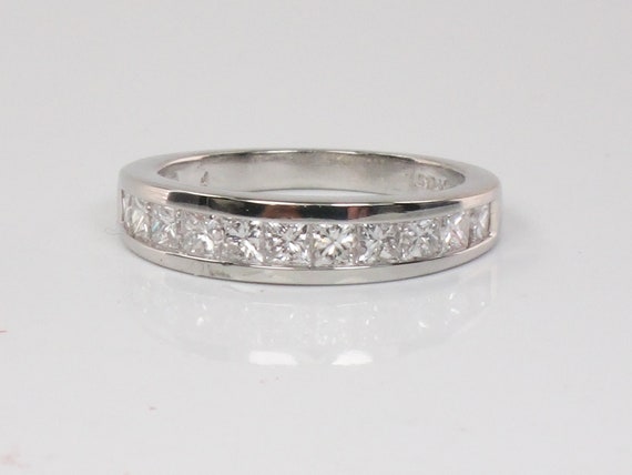 Vintage Platinum Princess Cut Natural Diamond Wed… - image 2