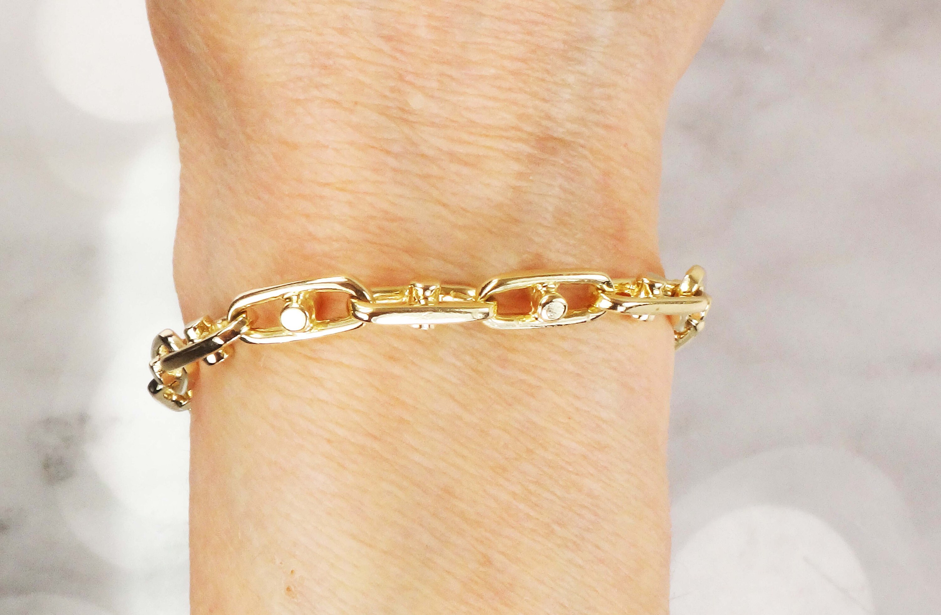 Vintage 14k Gold Heavy Link Bracelet 14k Gold Bracelet Solid Etsy