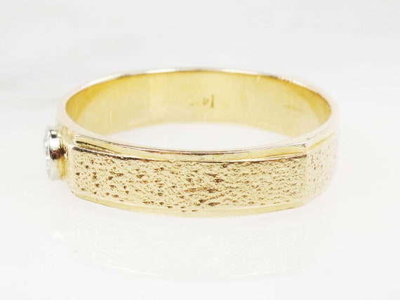 Vintage 14k Yellow Gold Men's Diamond Wedding Ban… - image 4