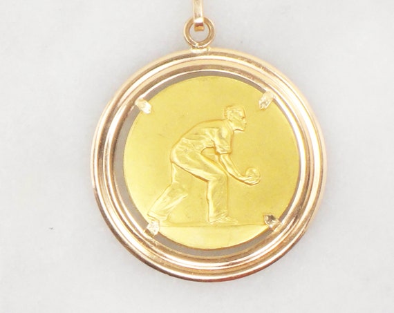 Vintage 18k Gold Bocce Charm Solid Gold Bocce Pla… - image 5