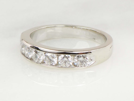 Vintage 14k White Gold Natural Diamond Wedding Ba… - image 4