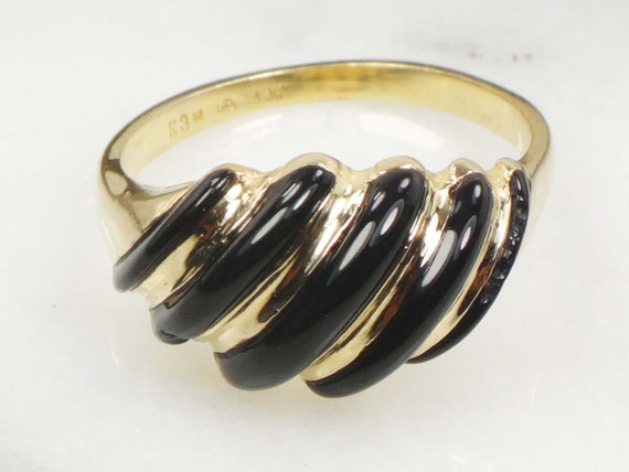 Vintage KBN Kabana 14k Onyx Ring Fluted Black Ony… - image 4