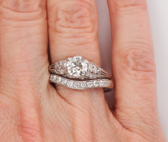 Vintage Platinum Natural Diamond Engagement Ring … - image 3