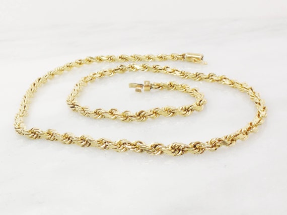 Vintage 14k Gold Rope Chain Mens Rope Chain 14k Gold Necklace - Etsy