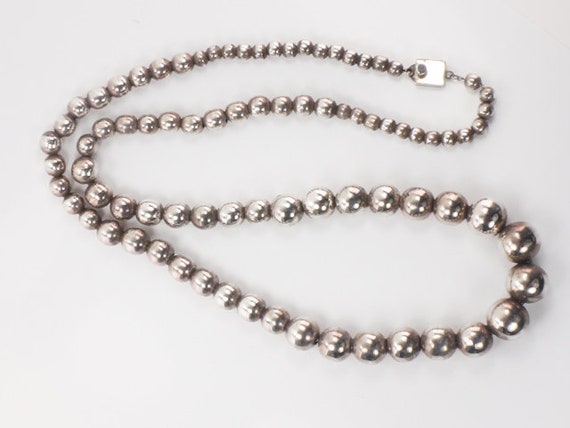 Vintage Sterling Silver Bead Ball Necklace Sterling - Etsy