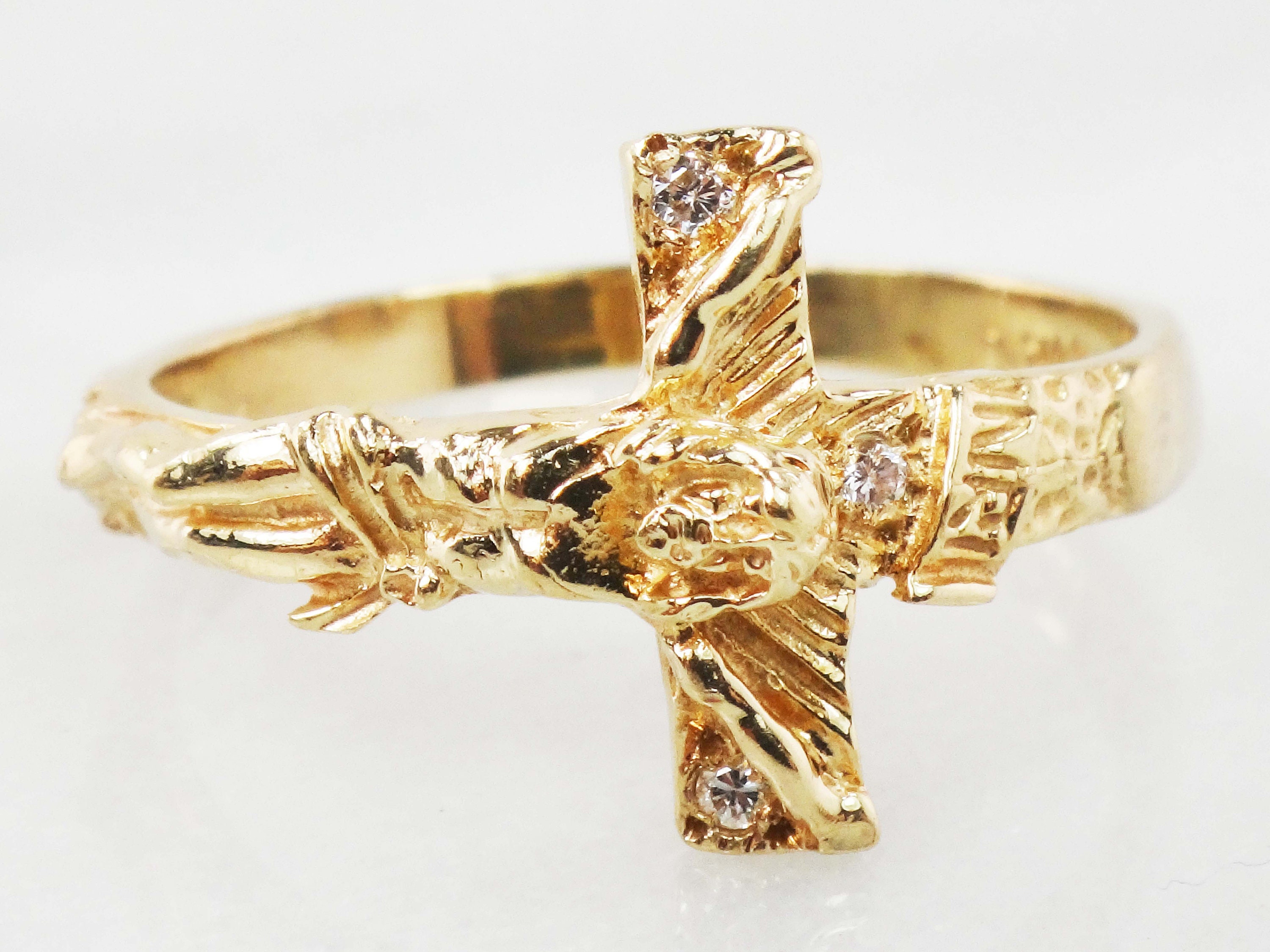 Vintage 14k Gold Crucifix Ring With 