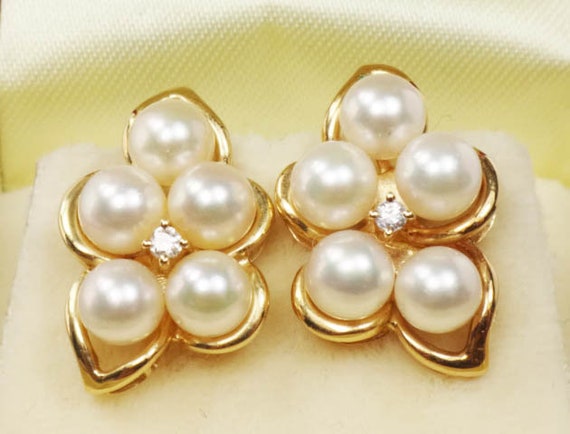 Vintage Large 14k Yellow Gold Cultured Pearl and … - image 7