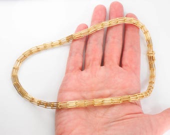Vintage Solid 14k Yellow Gold Wide Bird Cage Chain Necklace 5.5 MM 16"