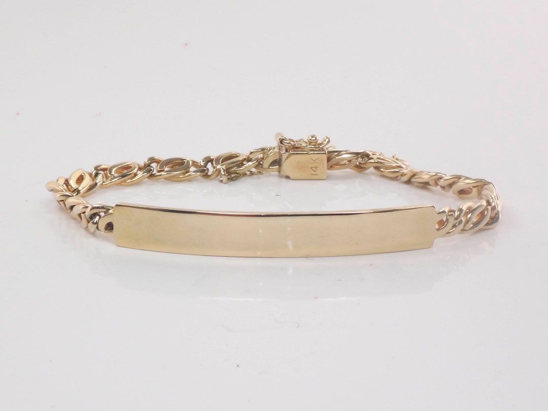 Vintage 14k Solid Gold ID Bracelet Ladies Monogram Name Etsy