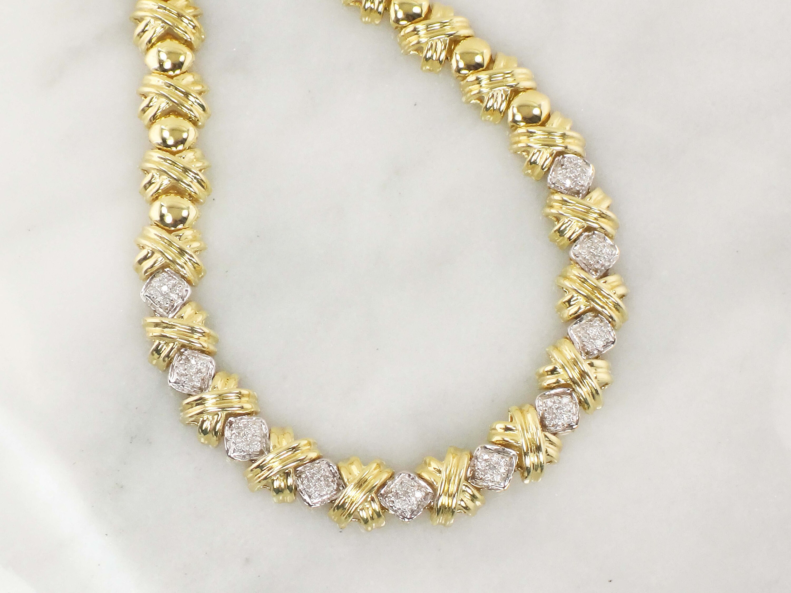 Vintage Diamond Necklace 14k Gold 