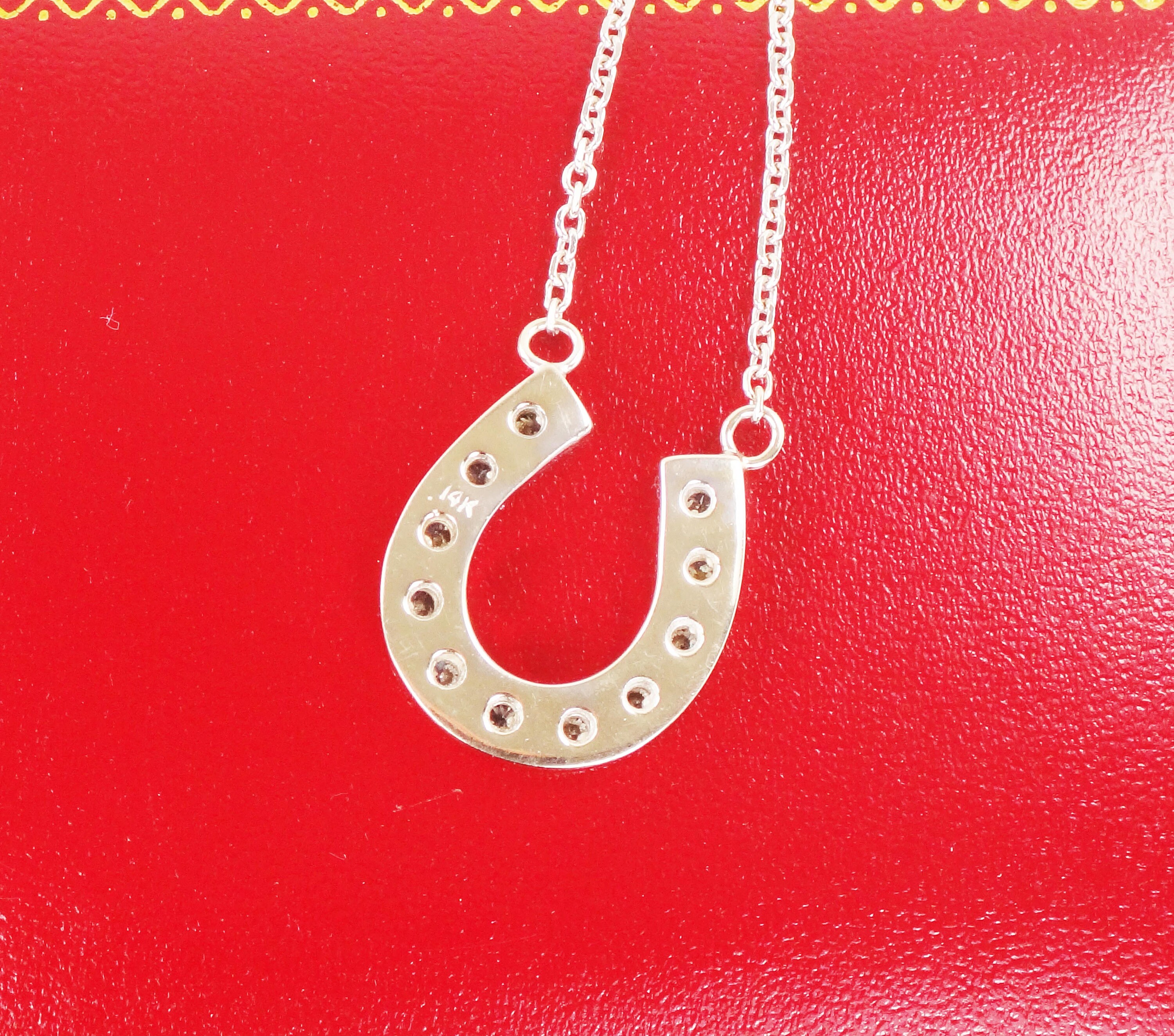 Vintage 14k Diamond Horseshoe Necklace Gold Good Luck Charm Etsy