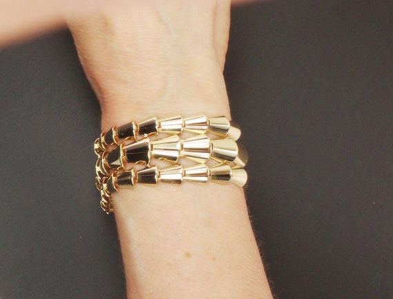 Heavy Gold Flat Link Bracelet 14k Gold 