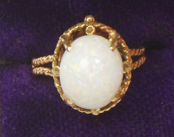 Vintage Opal Ring Australian Opal Ring 14k Yellow