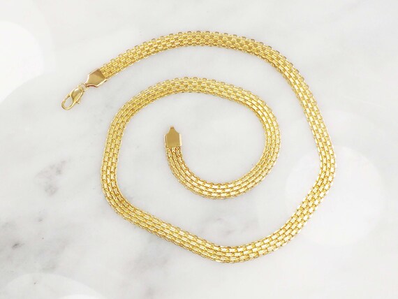 Vintage Solid 14k Yellow Gold Wide Bismarck Chain… - image 3