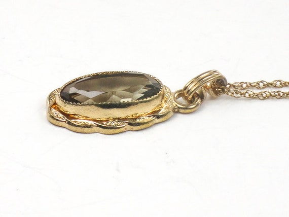 Vintage Gold Filled Smoky Quartz Necklace Brown O… - image 4