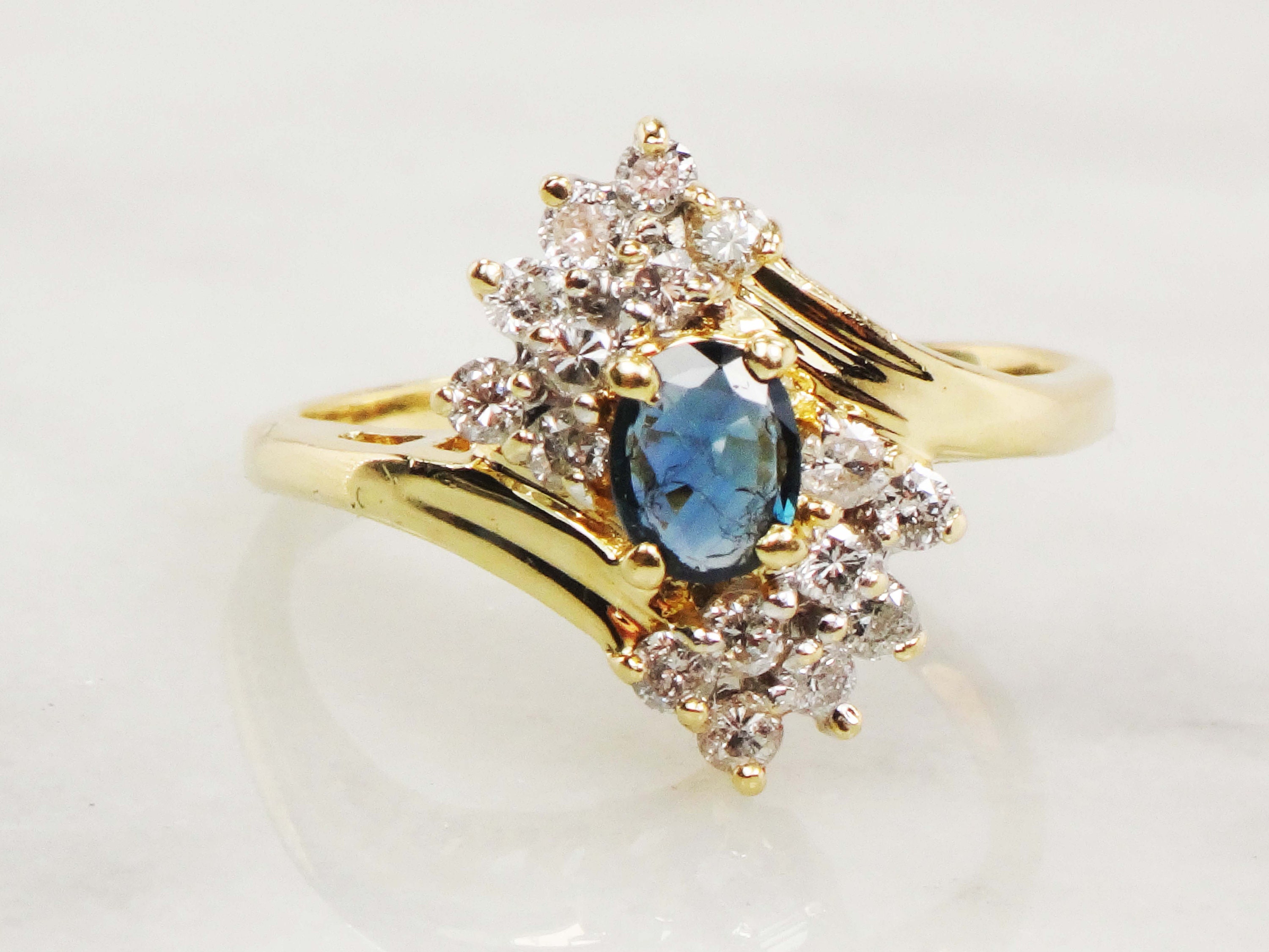Vintage 14k Sapphire Diamond Ring Genuine Sapphire Ring 14k | Etsy